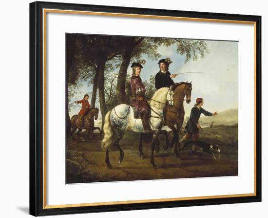 Landscape with Sportsmen Setting Out For the Hunt, c.Early 1650S-Aelbert Cuyp-Framed Giclee Print