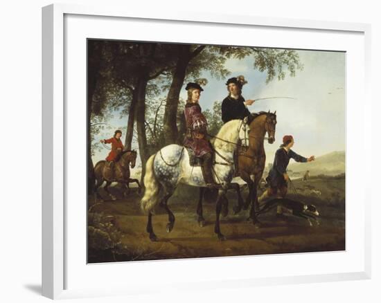 Landscape with Sportsmen Setting Out For the Hunt, c.Early 1650S-Aelbert Cuyp-Framed Giclee Print