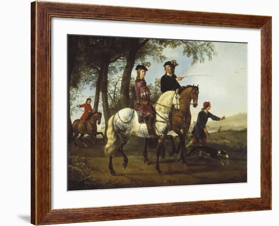 Landscape with Sportsmen Setting Out For the Hunt, c.Early 1650S-Aelbert Cuyp-Framed Giclee Print