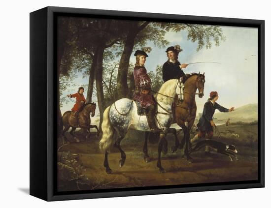 Landscape with Sportsmen Setting Out For the Hunt, c.Early 1650S-Aelbert Cuyp-Framed Premier Image Canvas