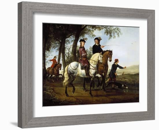 Landscape with Sportsmen Setting Out for the Hunt, Early 1650S-Aelbert Cuyp-Framed Giclee Print