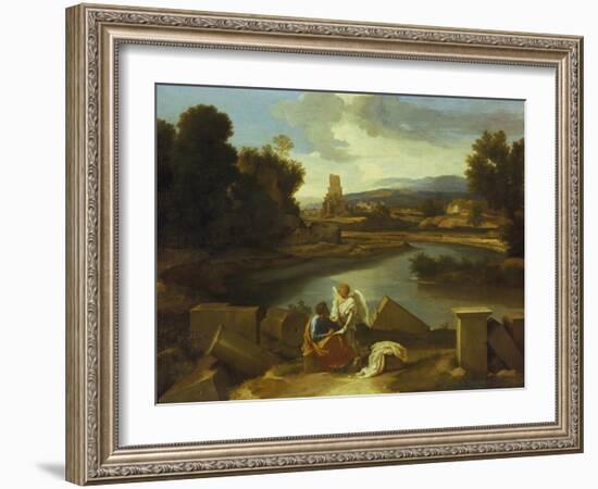 Landscape with St. Matthew, 1640-Nicolas Poussin-Framed Giclee Print