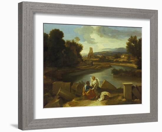 Landscape with St. Matthew, 1640-Nicolas Poussin-Framed Giclee Print