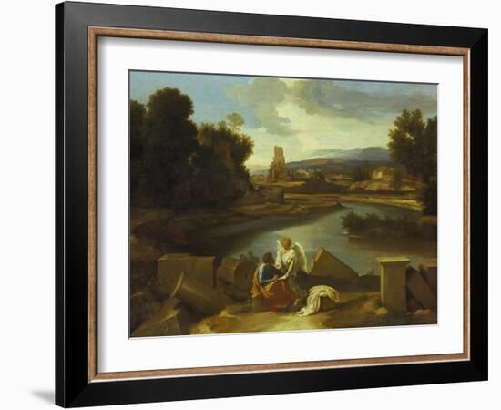 Landscape with St. Matthew, 1640-Nicolas Poussin-Framed Giclee Print