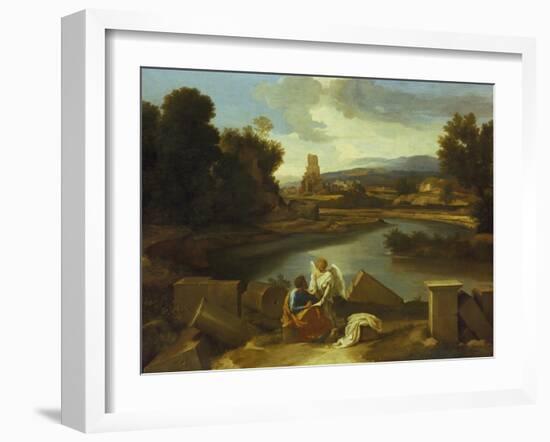 Landscape with St. Matthew, 1640-Nicolas Poussin-Framed Giclee Print