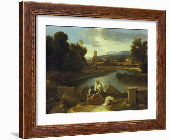 Landscape with St, Matthew, 1640-Nicolas Poussin-Framed Giclee Print