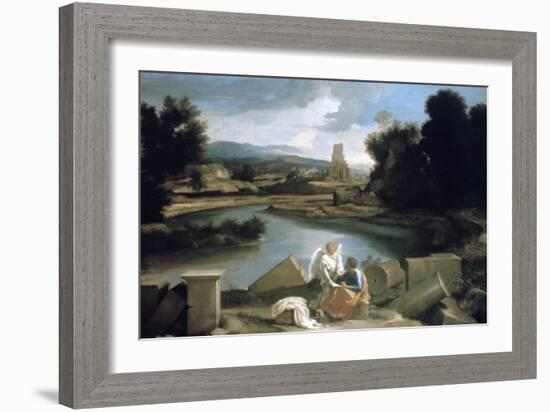 Landscape with St Matthew and the Angel, C1645-Nicolas Poussin-Framed Giclee Print