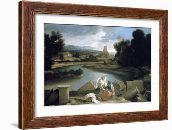 Landscape with St Matthew and the Angel, C1645-Nicolas Poussin-Framed Giclee Print