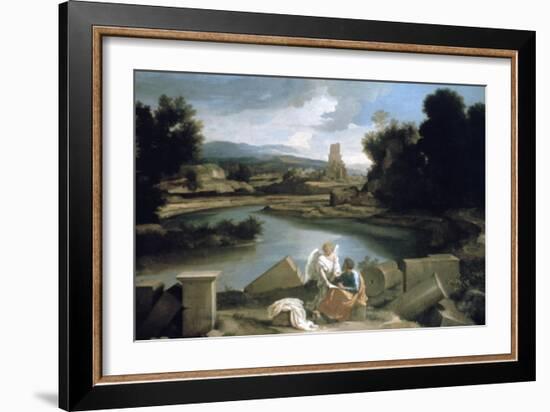 Landscape with St Matthew and the Angel, C1645-Nicolas Poussin-Framed Giclee Print