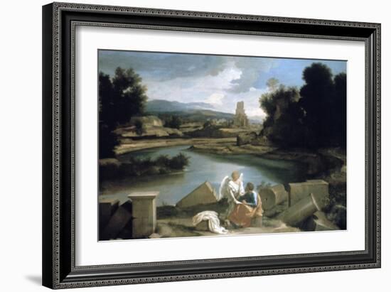 Landscape with St Matthew and the Angel, C1645-Nicolas Poussin-Framed Giclee Print