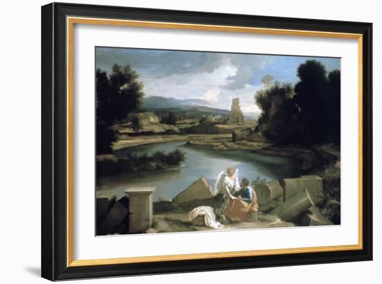 Landscape with St Matthew and the Angel, C1645-Nicolas Poussin-Framed Giclee Print