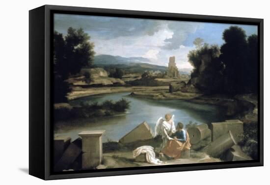 Landscape with St Matthew and the Angel, C1645-Nicolas Poussin-Framed Premier Image Canvas