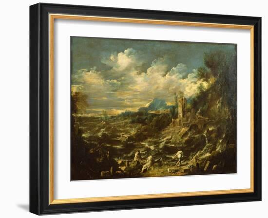 Landscape with Stormy Sea, Ca 1720-Alessandro Magnasco-Framed Giclee Print