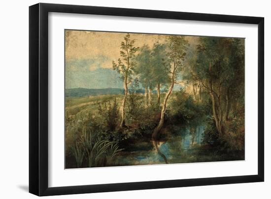 Landscape with Stream Overhung with Trees, 1637-1640-Peter Paul Rubens-Framed Giclee Print