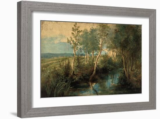 Landscape with Stream Overhung with Trees, 1637-1640-Peter Paul Rubens-Framed Premium Giclee Print