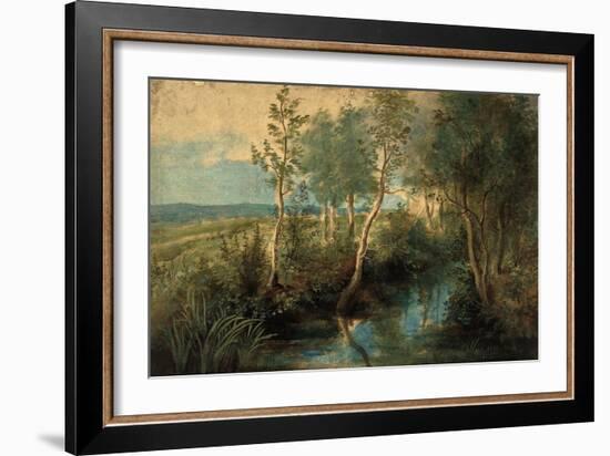 Landscape with Stream Overhung with Trees, 1637-1640-Peter Paul Rubens-Framed Premium Giclee Print