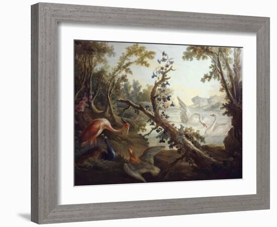 Landscape with Swans, C.1765, North Wall of the Salon Demarteau-Jean-Honoré Fragonard-Framed Giclee Print