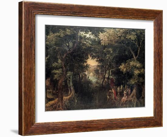 Landscape with the Apostle Philip Baptizing the Eunuch, (1590-1632)-David Vinckboons-Framed Giclee Print