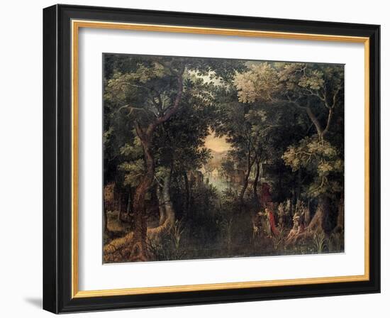 Landscape with the Apostle Philip Baptizing the Eunuch, (1590-1632)-David Vinckboons-Framed Giclee Print