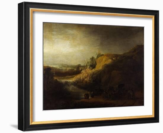 Landscape with the Baptism of the Eunuch-Rembrandt van Rijn-Framed Giclee Print