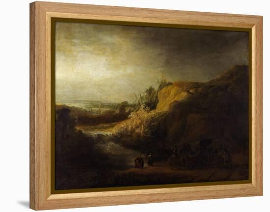 Landscape with the Baptism of the Eunuch-Rembrandt van Rijn-Framed Premier Image Canvas