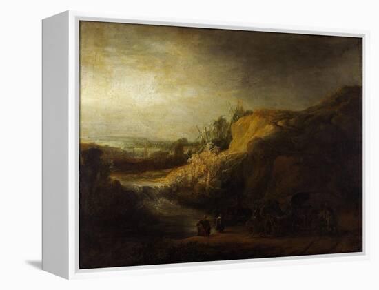 Landscape with the Baptism of the Eunuch-Rembrandt van Rijn-Framed Premier Image Canvas