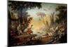 Landscape with the Echassiers Panel of the Salon Demarteau, 18Th Century (Oil on Canvas)-Jean-Honore Fragonard-Mounted Giclee Print