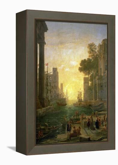 Landscape With the Embarkment of Saint Paula Romana In Ostia, 1639-1640-Claude Lorraine-Framed Premier Image Canvas