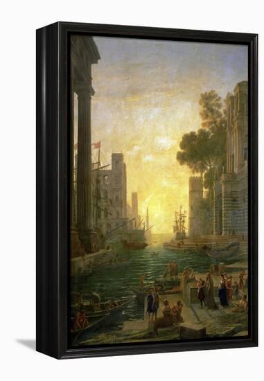 Landscape With the Embarkment of Saint Paula Romana In Ostia, 1639-1640-Claude Lorraine-Framed Premier Image Canvas