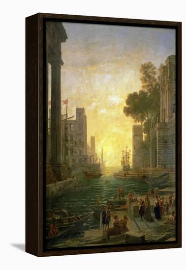 Landscape With the Embarkment of Saint Paula Romana In Ostia, 1639-1640-Claude Lorraine-Framed Premier Image Canvas