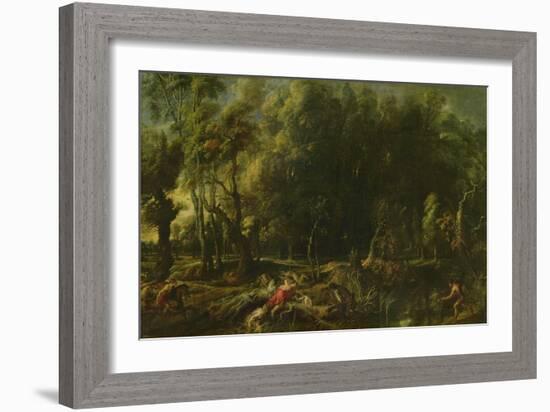 Landscape with the Hunt of the Calydonian Boar, before (Oil on Canvas)-Peter Paul Rubens-Framed Giclee Print