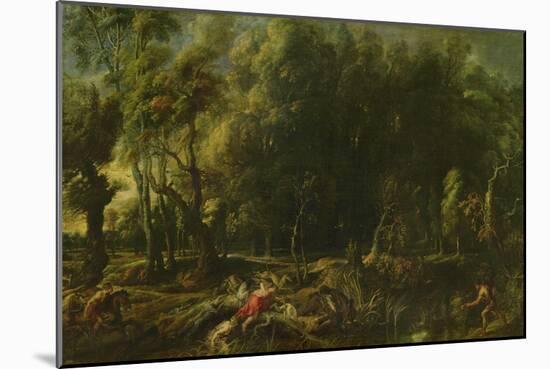 Landscape with the Hunt of the Calydonian Boar, before (Oil on Canvas)-Peter Paul Rubens-Mounted Giclee Print