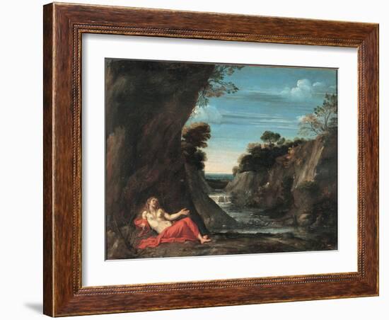 Landscape with the Penitent Magdalene, Between 1601 and 1641-Annibale Carracci-Framed Giclee Print