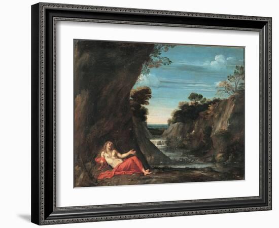 Landscape with the Penitent Magdalene, Between 1601 and 1641-Annibale Carracci-Framed Giclee Print