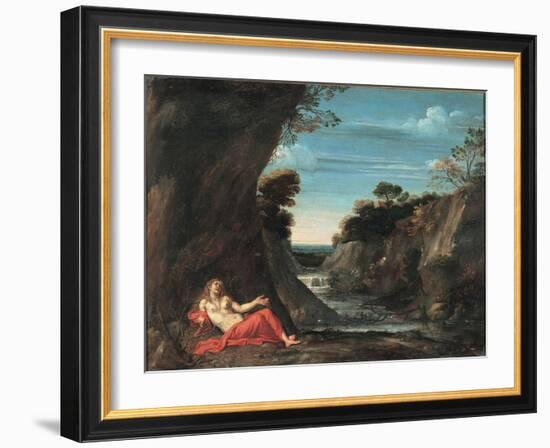 Landscape with the Penitent Magdalene, Between 1601 and 1641-Annibale Carracci-Framed Giclee Print