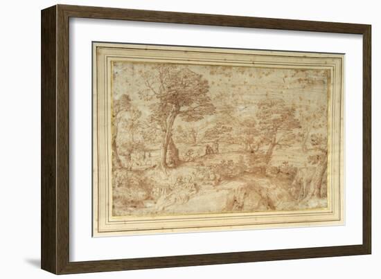 Landscape with the Rest on the Flight from Egypt, after Annibale Carracci-Annibale Carracci-Framed Giclee Print