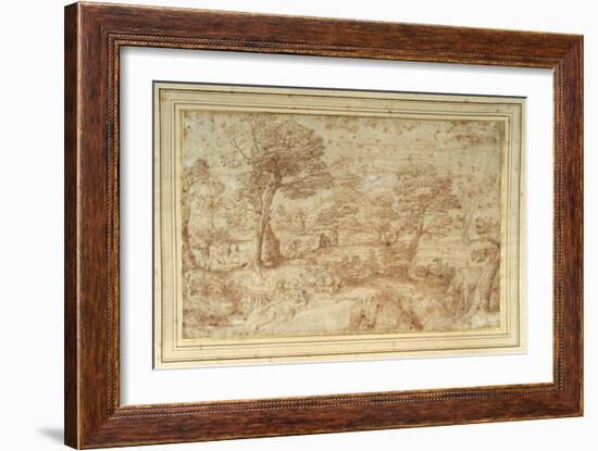 Landscape with the Rest on the Flight from Egypt, after Annibale Carracci-Annibale Carracci-Framed Giclee Print