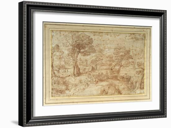 Landscape with the Rest on the Flight from Egypt, after Annibale Carracci-Annibale Carracci-Framed Giclee Print