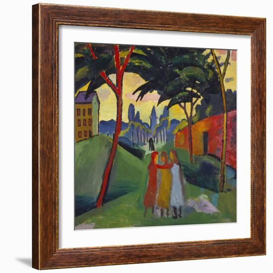 Landscape with Three Girls, 1911-Auguste Macke-Framed Giclee Print