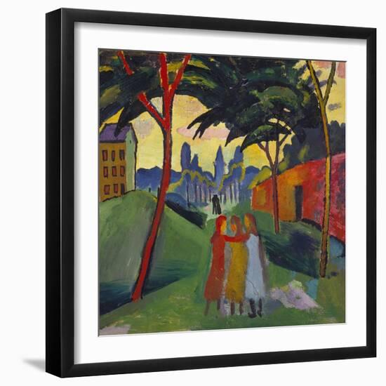 Landscape with Three Girls, 1911-Auguste Macke-Framed Giclee Print