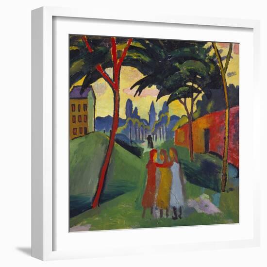 Landscape with Three Girls, 1911-Auguste Macke-Framed Giclee Print