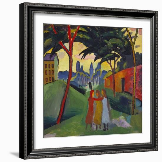 Landscape with Three Girls, 1911-Auguste Macke-Framed Giclee Print