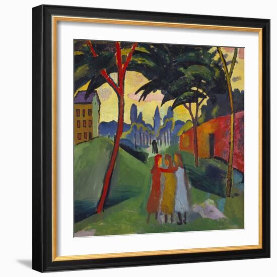 Landscape with Three Girls, 1911-Auguste Macke-Framed Giclee Print