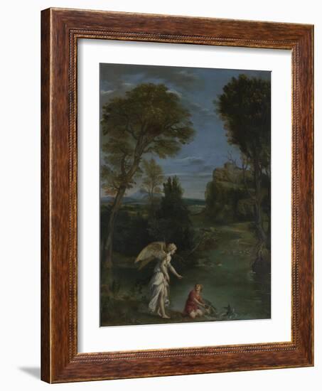 Landscape with Tobias Laying Hold of the Fish, C. 1612-Domenichino-Framed Giclee Print