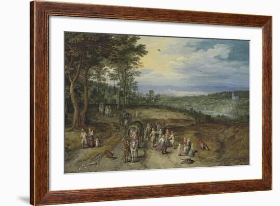 Landscape with Travellers and Peasants on a Track-Pieter Bruegel the Elder-Framed Premium Giclee Print