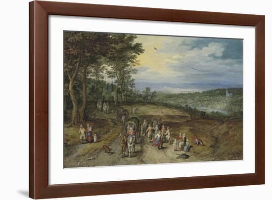 Landscape with Travellers and Peasants on a Track-Pieter Bruegel the Elder-Framed Premium Giclee Print