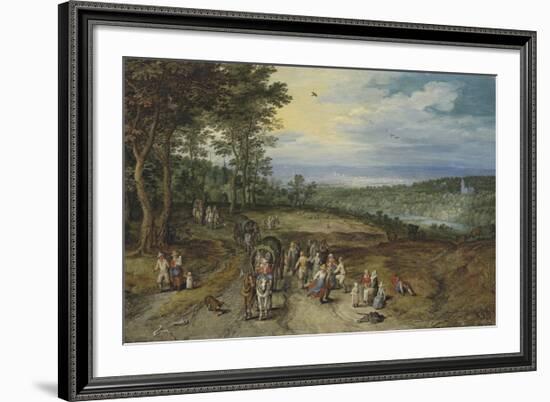 Landscape with Travellers and Peasants on a Track-Pieter Bruegel the Elder-Framed Premium Giclee Print