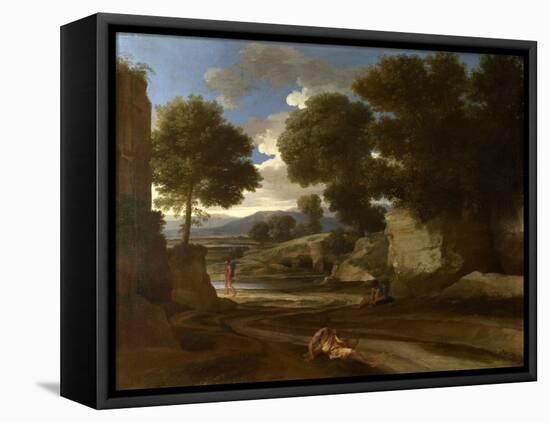 Landscape with Travellers Resting, C.1638 (Oil on Canvas)-Nicolas Poussin-Framed Premier Image Canvas