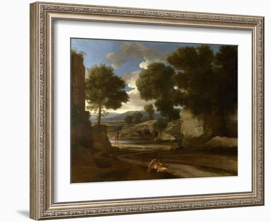 Landscape with Travellers Resting, C.1638 (Oil on Canvas)-Nicolas Poussin-Framed Giclee Print