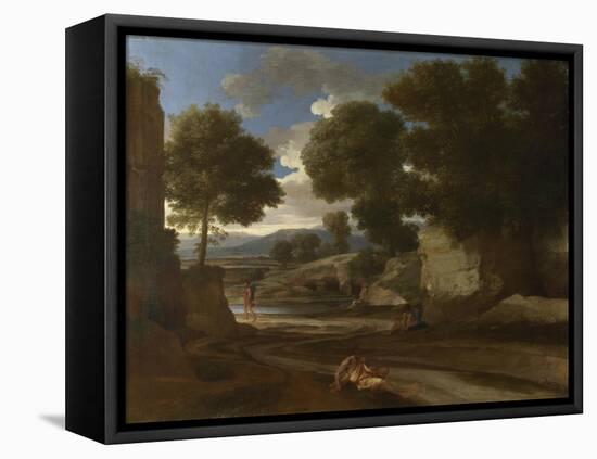 Landscape with Travellers Resting, Ca 1638-Nicolas Poussin-Framed Premier Image Canvas